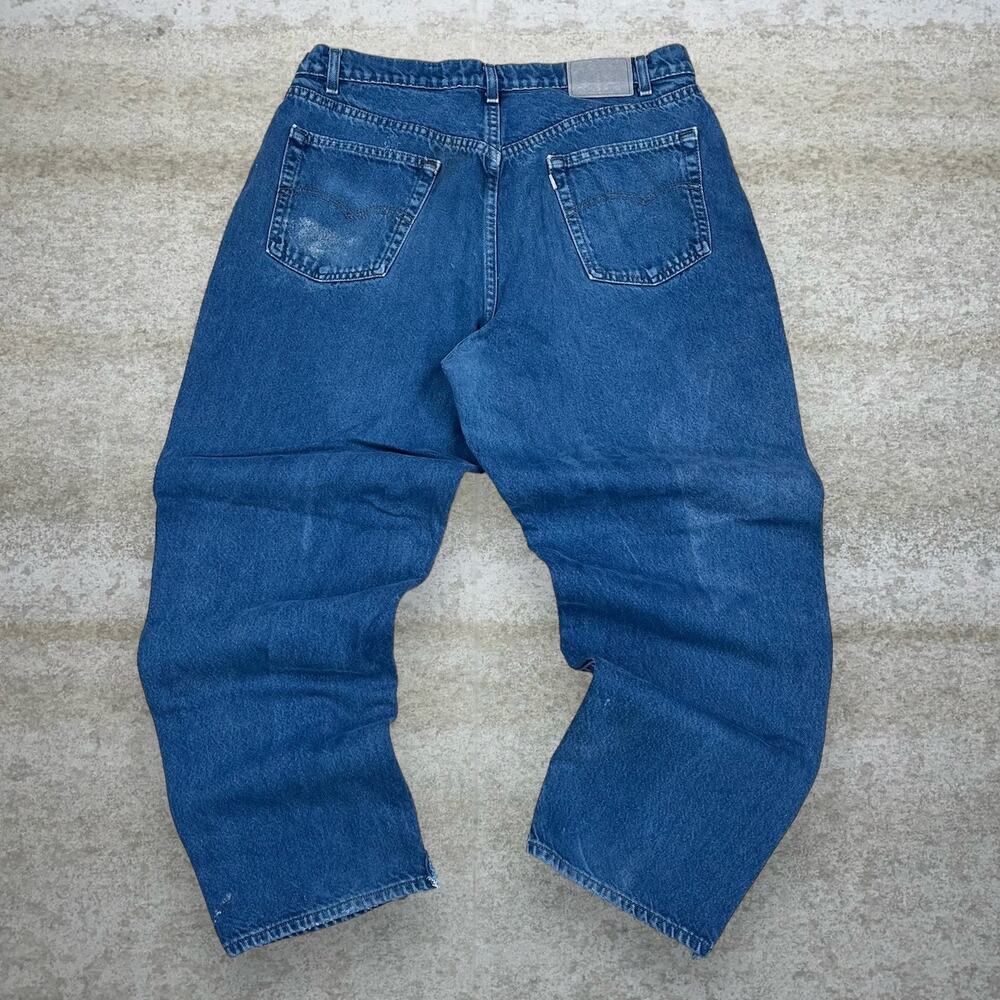 Vintage 90s Silver Tab Levis Jeans 38x30 Baggy Fit Navy Blue Wash Made in USA